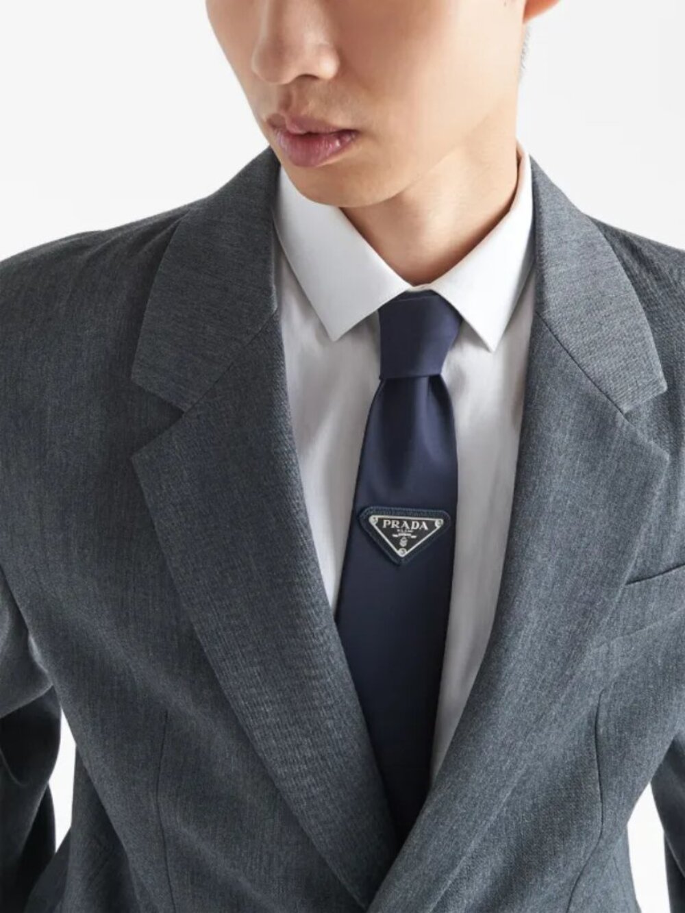 Prada 🥳NWT Classic Blue Tie With Logo(gift box included🎁) - Picture 3 of 5